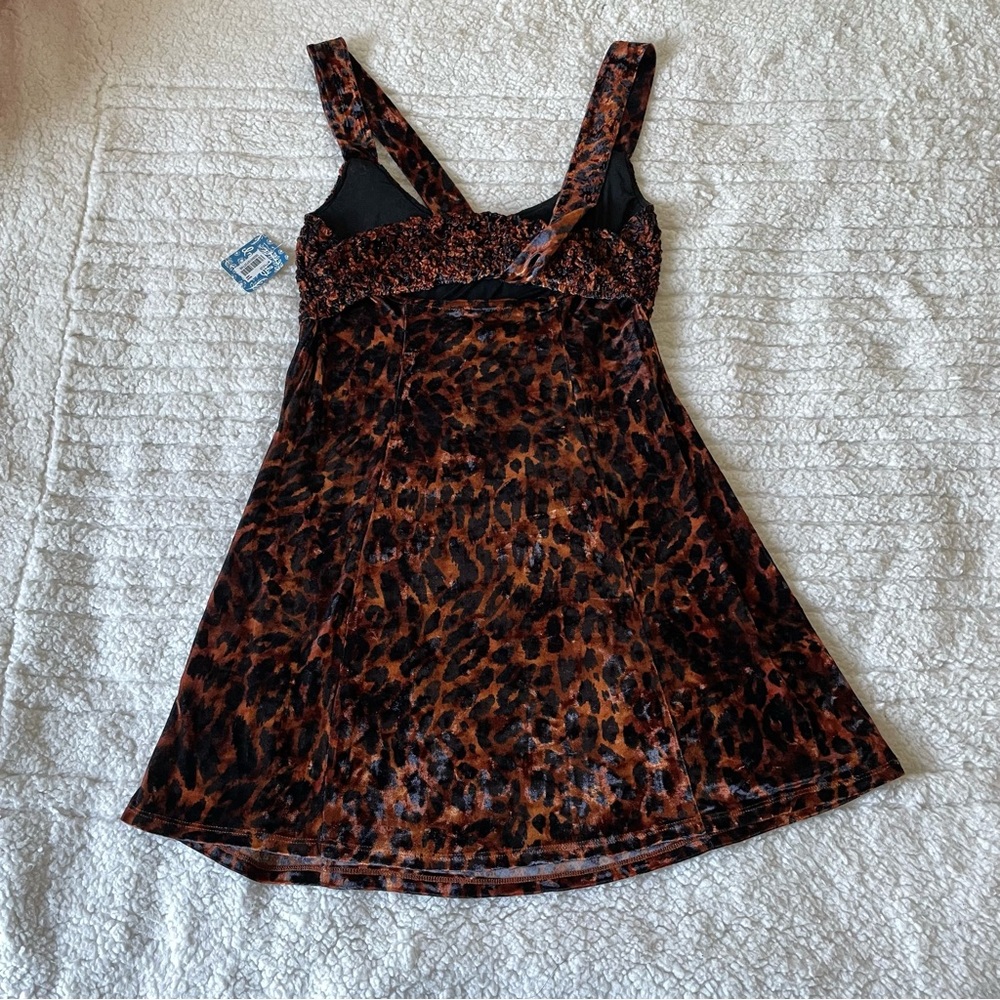 Free People Mini Dress in Brown and Black Leopard Print - Picture 3 of 10